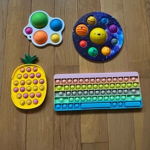 Lot of 4 Fidgets Colorful Pop Its Pineapple and Keyboard
